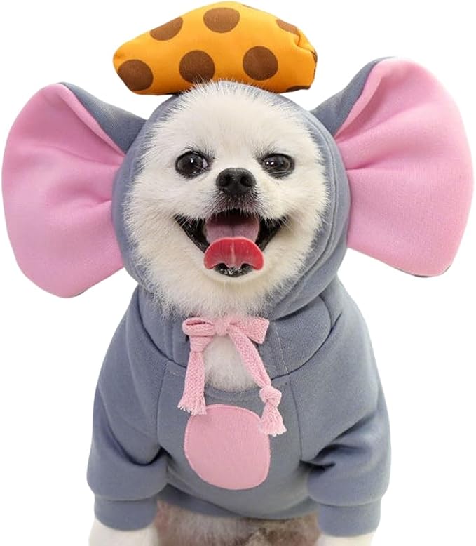 Dog Hoodie Warm Autumn Winter Pet Sweatshirt Gray Mouse Design, XS | Cute styling Pet Clothing Coat For 2-25 Lbs Small Medium Dog Cat French Bulldog Chihuahua Pug Boston Terrier Poodle Dachshund