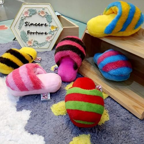 Blue Cute Pet Puppy Dog Cat Slipper Shape Plush Slipper Sound Pet Toy Pet Dog Chew Toys Squeak Plush Toys Shape Tooth Cleaning Chew Play Toy Supplies Squeak