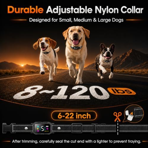Dog Bark Collar for Dogs 8-120 lbs, Rechargeable Anti Bark Collar for Small Medium Large Dogs, 5 Modes, 5 Sensitivity Levels, Beep Vibration Static, Color: Matte Black