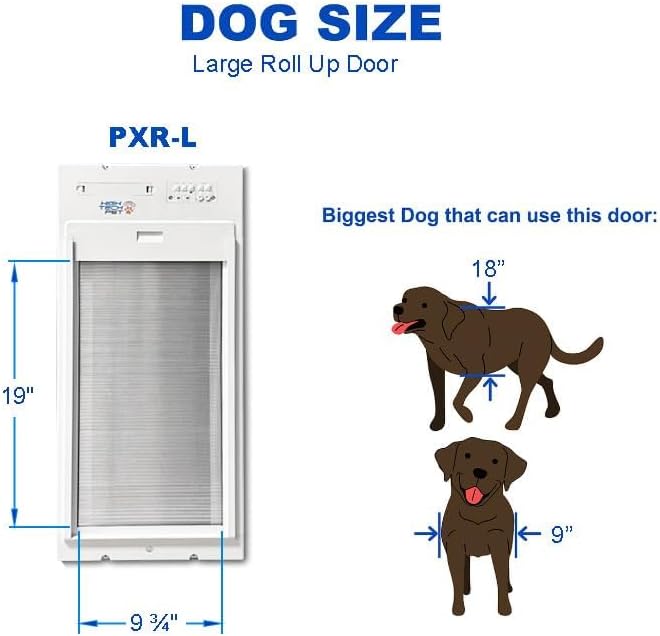 Power Pet Automatic ROLL UP Door by High Tech Pet Brand - Motorized Panel Rolls Up - Pet Operated - Remote App Control - 24/7 Exit & Entry Timers (Large Patio Regular - 75-80¼,)