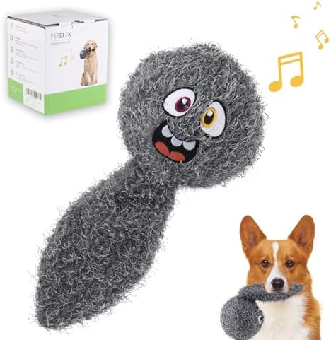 PETGEEK Interactive Dog Toys Ball - Rechargeable, Squeaky Plush Crazy Bouncer Dog Ball with Wiggles & Vibrations, Durable Moving Vibrating Toy for Small, Medium, Large Dogs (6 Inches, Gray)