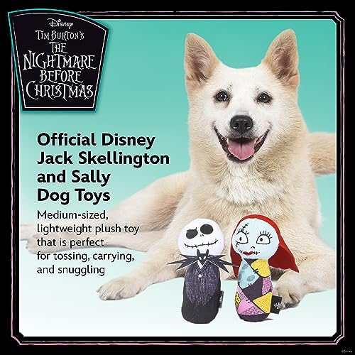 Disney Nightmare Before Christmas Jack and Sally Plush Dog Toy, 6 Inch