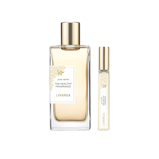 Lavanila Pure Vanilla Perfume Set for Women, 1.7 Fl Oz + 0.32 Fl Oz – Clean Vanilla Perfume, Long Lasting Women’s Eau de Parfum with Madagascar Vanilla – Natural Fragrance, Women’s Fragrances