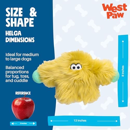 WEST PAW Rowdies Helga Durable Plush Dog Toy with Reinforced Seams Chew Resistant HardyTex Fabric and Interactive Squeaker for Safe Indoor and Outdoor Playtime Bundle for Dogs - Citrus