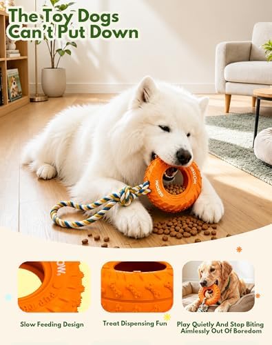 Dog Chew Tire Toy, Tether Natural Rubber Puppy Teething Toy-6.3'' Orange