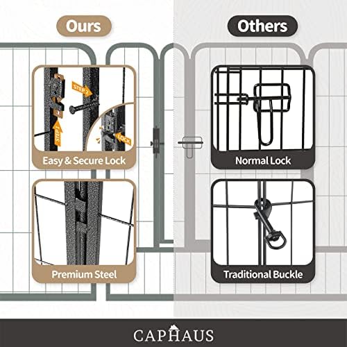 CAPHAUS 24/32/40 Inch Height Bold Metal Foldable Heavy-Duty Pet Playpen with Door, Indoor/Outdoor Portable Cage, Kennel Dog/Animals Exercise Fence for Yard, RV, Camping, Available in 8/16/24/32 Panels