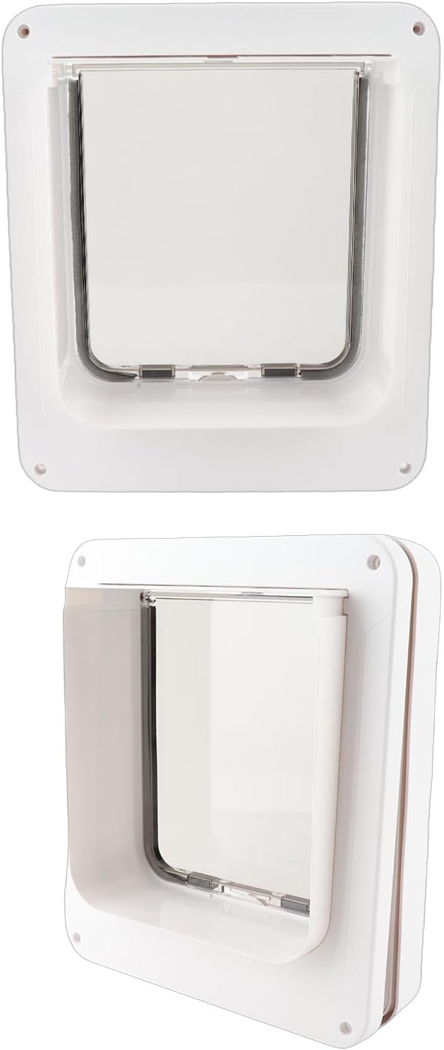 Fabater Smart Cat Door, 4 Way Locking Collar Activated Dog Flap, Automatic Pet Door with 2 Collars for Interior Exterior Window Wall Fence