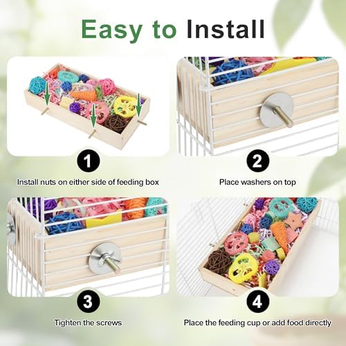Bird Foraging Toys Box, Wooden Foraging for Birds, Colorful, L