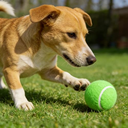 3-Pack Tennis Ball Dog Toys with Squeaker, Interactive Fetch Play for Pets 40 lbs and Over ，Training Balls for Indoor & Outdoor Exercise, 3.28-inch (Green, 12PCS)