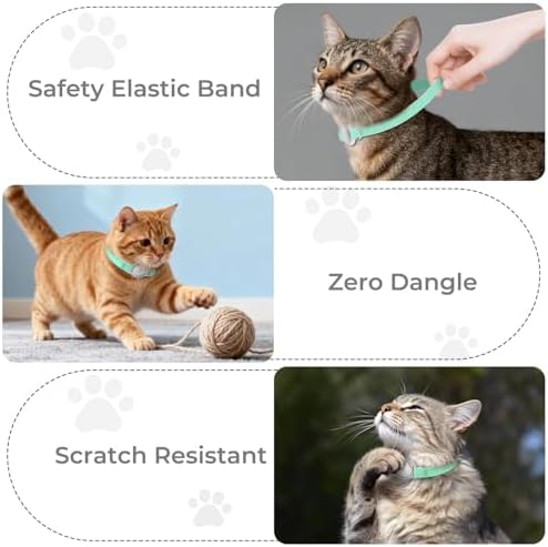 AirTag Cat Collar, Ultra Elastic Cat Tracker Collar (Green) | Compatible with Apple Air Tag Holder, Lightweight, Scratch Resistant, Stepless Adjustable Pet Tracking Collars for Cat Kitten
