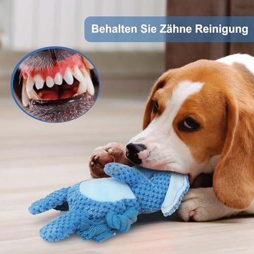 Dog Toys, Dog Squeaker Toys with Crinkle Paper (Blue Elephant)