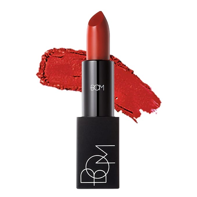 bom My Lipstick 808 My Warm Red, Long Lasting Strong Red Matte Lipstick Velvet Texture
