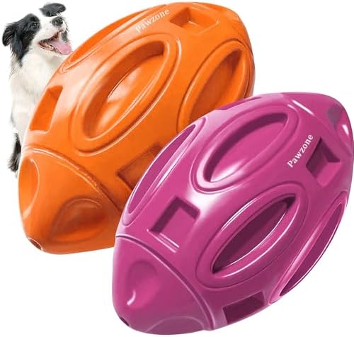 Pawzone 2 Pack Squeaky Dog Toys for Aggressive Chewers Large Medium Small Puppy Interactive Dog Chew Toy Durable Rubber Indestructible Tough Ball