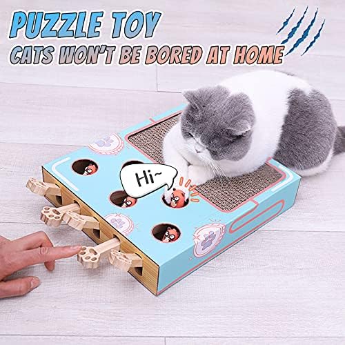 Enrichment Toys for Indoor Cats with cat Scratching pad, Cat Cardboard Box to Make Lots of Fun, cat Interactive Toy to Relieve Boredom and Train IQ