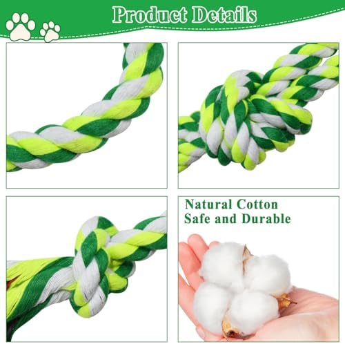 ASOCEA 5 Pack Cotton Rope Toys for Puppy Teething Small Dogs Green