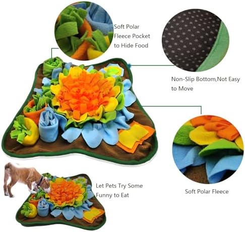 Dogs Snuffle Mat Pet Feeding Mats Puppy Sniffing Pad ,Cat Doggies Interactive Puzzle Toys for Multiple Breeds Encourages Natural Foraging Skills,Training and Stress Release (Orange)