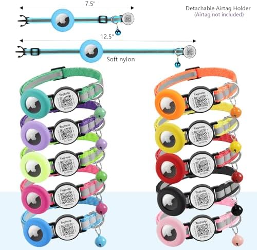 3 Pack Airtag Cat Collar Breakaway with Bell,Reflective Kitten Collar with Apple Airtag Cat Collar Holder,Adjustable,Safety Buckle for Girl Boy Cats,Pet Supplies,Gifts (Black & Blue & Pink)