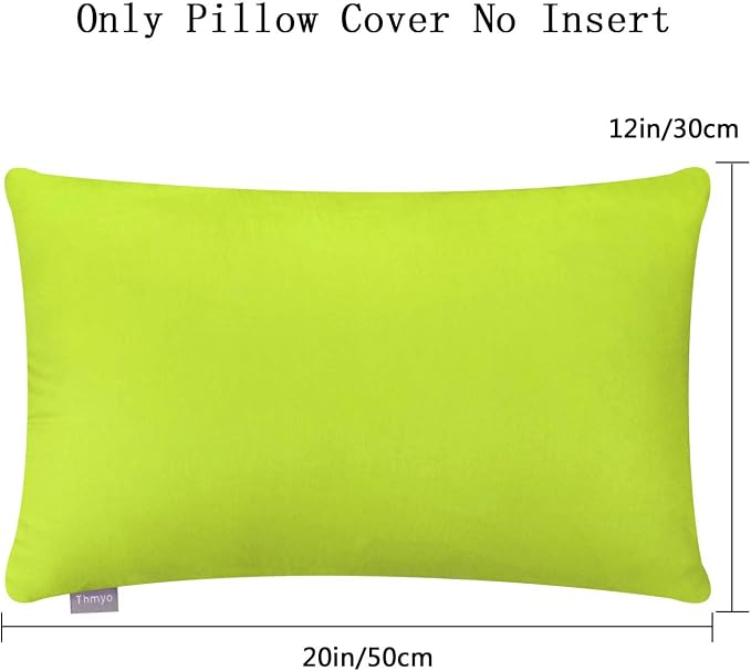 Thmyo 4-Pack 100% Cotton Lumbar Comfortable Solid Decorative Throw Pillow Case, Rectangle Cushion Cover Pillowcase Sublimation Blank Pillow Covers DIY Throw Pillowcase(12x20inch/30x50cm,Light Green)