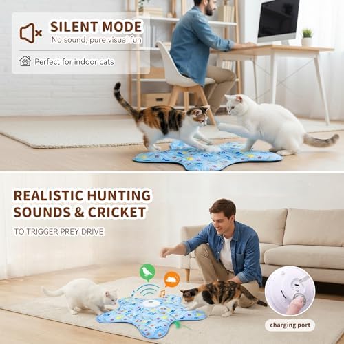 Interactive Touch Activated Hide and Seek Cat Toys for Indoor Cats, White