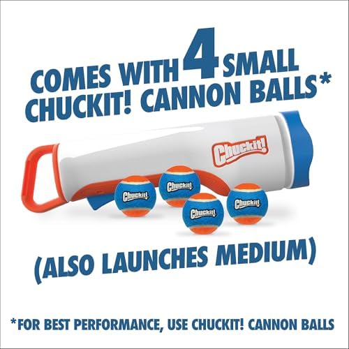 Chuckit! Cannon 16S Dog Ball Launcher, 16 Inch Size, Includes 4 Balls Total