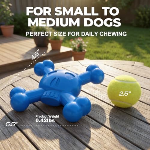 Dog Chew Toys for Aggressive Chewers, Durable Nylon Tough Chew Toy for Small & Medium Dogs, Bacon Flavor Skull Dog Toy to Keep Dogs Busy Indoors, Helps Reduce Boredom