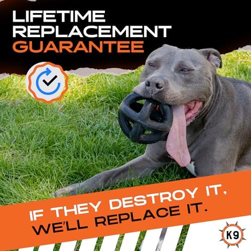 Monster K9 Ring Ball | Virtually Indestructible. Lifetime Guaranteed. | VULCRON™ Natural Rubber | Durable, Heavy Duty Dog Chew Toy for Aggressive Chewers | Medium & Large Breeds, 5.5”