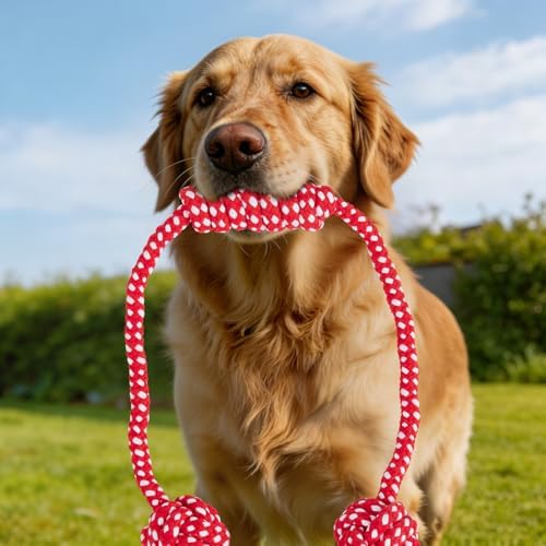 Durable Dog Rope Toys for Medium Dogs, Interactive Dog Toys for Tug of War and Aggressive Chewers. 2 Cotton Pack Indestructible Teeth Cleaning and Interaction Toys.