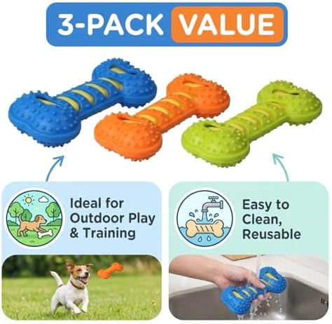 Shudyear Dog Chew Bone Toy, Interactive Chew Toy for Dental Fun, Dog Squeaky Toys for Aggressive Chewers,Small,Medium, Large Dogs