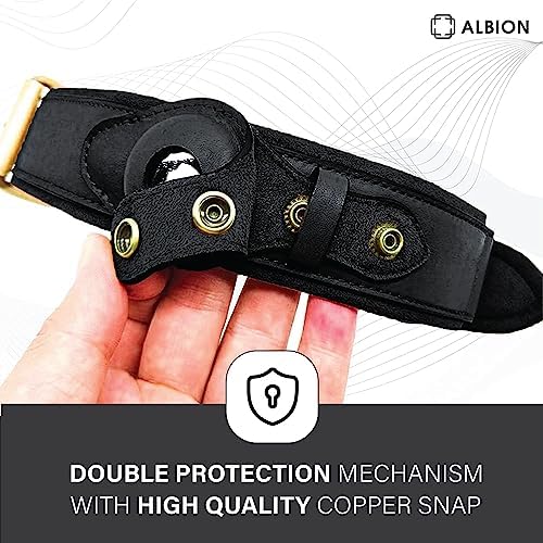 AirTag Dog Collar for Apple AirTag – Leather Dog Collar with Apple AirTag Holder – Smart Collars for Dog – GPS Dog Collar – Dog Collar with Airtag Holder (S, Black)