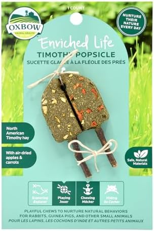Oxbow Timothy Hay Popsicle, Rabbit Toy & Guinea Pig Chew Toy, Apple Carrot
