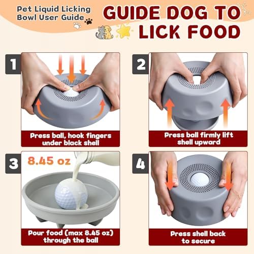 Zenflux Dog Licking Bowl with Rolling Ball, Dog Lick Bowl for Liquid Treats