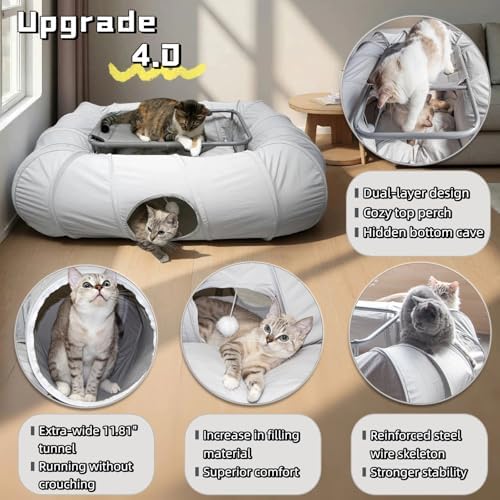 XxingSheep Large Cat Tunnel with Hammock Interactive Cat Playground