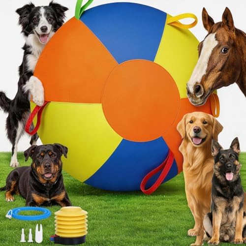 Herding Ball for Dogs,22 Inch Calming Jumbo Ball for Dogs,Training Balls with Heavy-Duty Handle Cover and Pump,Interactive Dog Toy Herding Ball for Australian Shepherd, Border Collie, Large Breed