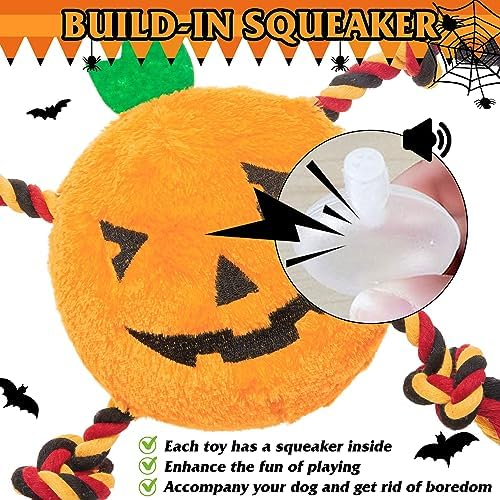 PUPTECK Halloween Dog Squeaky Chew Toys 3 Pack