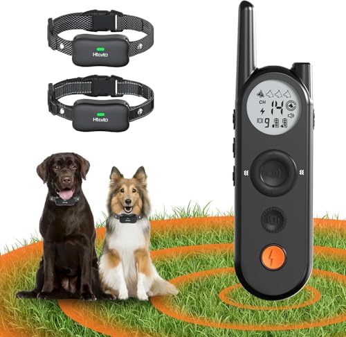 Htcuto X3 Wireless Dog Fence & Training Collar for 2 Dogs, 3500FT Adjustable Fence & 6100FT Remote Collar, IPX7 Waterproof, 185 Days Standby Rechargeable Battery, 3 Training Modes, 10-130 lbs