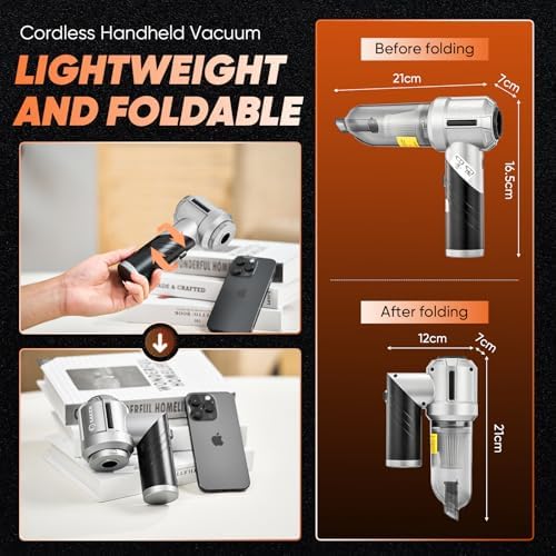 Saker Handheld Car Vacuum Cordless Portable 17000PA Foldable HL133 Black