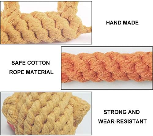 Andiker 3PCS Cotton Rope Puppy Teething & Training Durable Dog Plush Toys - Lion, Carrot & Duck Interactive Biting Rope Dog Chew Toys