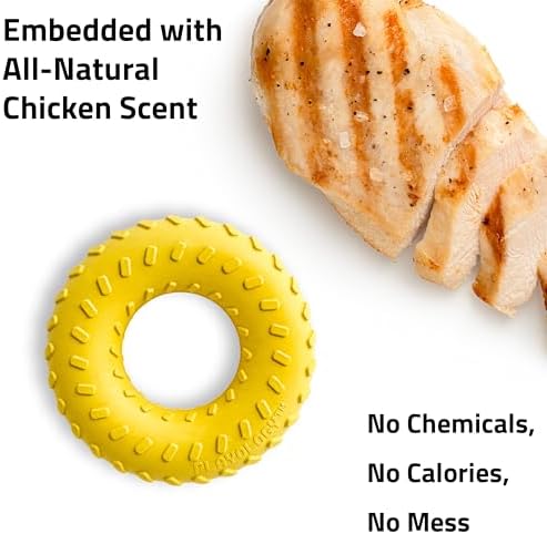 Playology Dual Layer Ring Dog Toy for Aggressive Chewers, Chicken Scent
