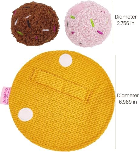 Dog Squeaky Toys Interactive Plush Ice Cream Snuffle Mat, Stuffed Puppy Chew Toy with Crinkle Paper & Treat Pockets, Boredom Relief Brain Stimulation for Small Medium Large Dogs