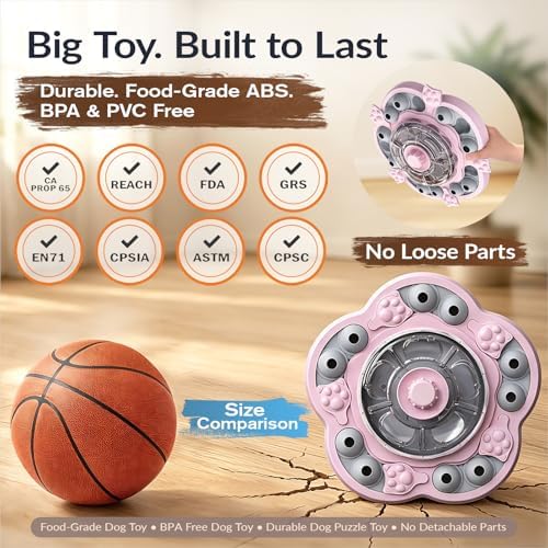 KADTC 3-Level Dog Puzzle Toy, Spin to Release Treat Dispenser, Slow Feeder
