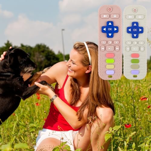 2 PCS Dog Teething Toys, TV Remote Control Shape Chew Toys for Training and Cleaning Teeth, Interactive Teether for Small Medium Dogs