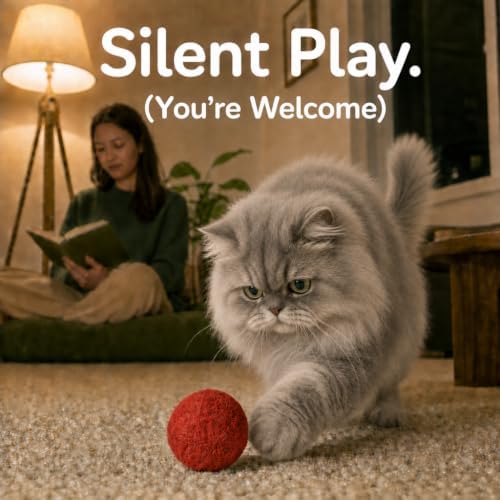 Wool Cat Toys - Felt Cat Toy Balls for Small Pet Fetch and Play - Eco Friendly Quiet Wool Ball Cat Toy for Cats and Kittens - Choose Your Colors 6PCS (Red)