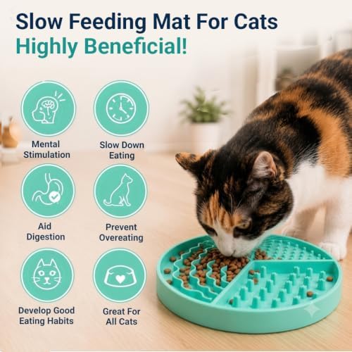 Large Size Cat & Dog Slow Feeder Puzzle Toy, Interactive Puzzle Feeder Bowl, Dog Lick Mat, Cat Food Puzzle, Pet Feeding Toy for Mental Stimulation, BPA Free Silicone, Dishwasher Safe (Green)