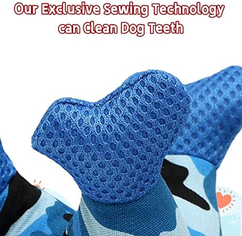 Dog Chew Squeaky Toys, Dog Teeth Cleaning Toy, Tug of War, Stuffed Jack Bone Toy with Squeakers, Interactive Toy for Small Medium Large Dogs,Blue