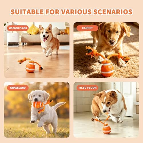 Dog Toys, Interactive Dog Toys, Automatic Interactive Dog Ball, 3 Modes Motion Activated Dog Balls for Medium Large Dogs, Type-C Rechargeable & Bite-Resistant (Orange01)