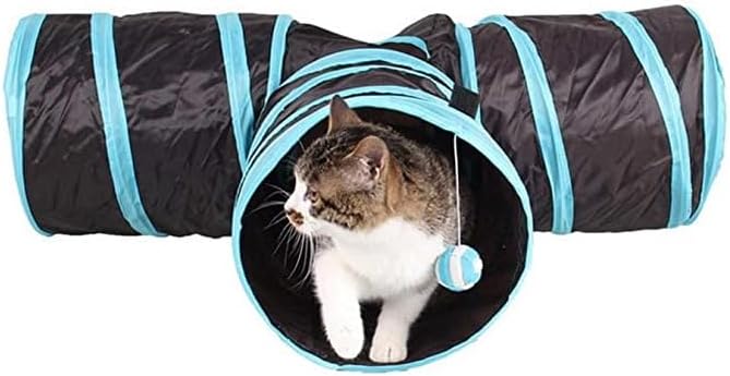 Cat Tunnels, Pet Ferret Rabbit Bunny Tunnels Tubes Subway Habitats, T-Style, DIY Cat Peekaboo Maze House Tent Bed, Kitten Interactive Toy (T Type 3 Way (Straight))