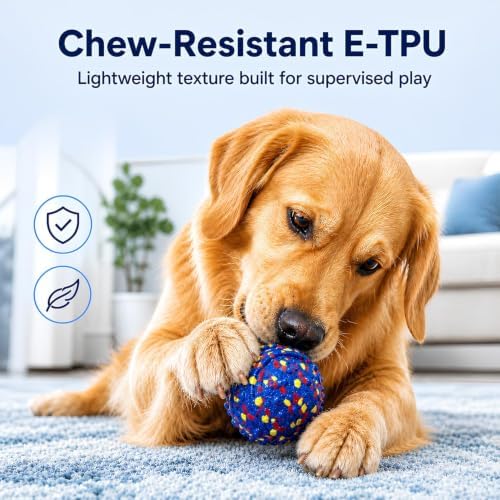 Smart Interactive Dog Toys for Large Dogs, 3.1 Inch Auto Lightweight Moving Dog Toy, Chew-Resistant E-TPU Interactive Dog Ball, IP54 Waterproof, USB-C Rechargeable, Indoor & Outdoor