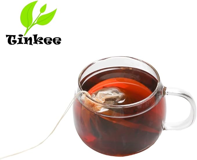 Tea Filter bags, safe and natural material, disposable tea infuser, empty tea bag with drawstring for loose leaf tea, set of 100（3.15 x 3.94 inch ） (Initial)