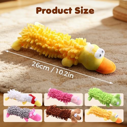 LECDOA Plush Squeaky Dog Toys, Soft Bite Resistant Chew Toys, Pig