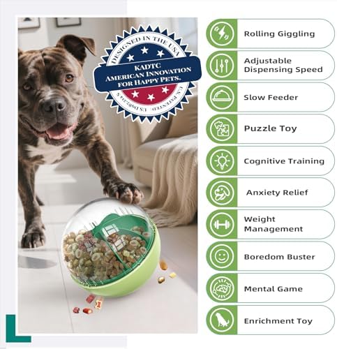 KADTC XL Rolling Dog Treat Dispenser Toys Wobble Giggle Ball, Slow Feeder